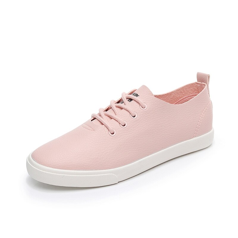 Leather Flats Lace Up Flat Heel Super Good Quality Clearance Sale Special Offer 36-40 Women Pink Shoes Pink Sneakers Solid Color