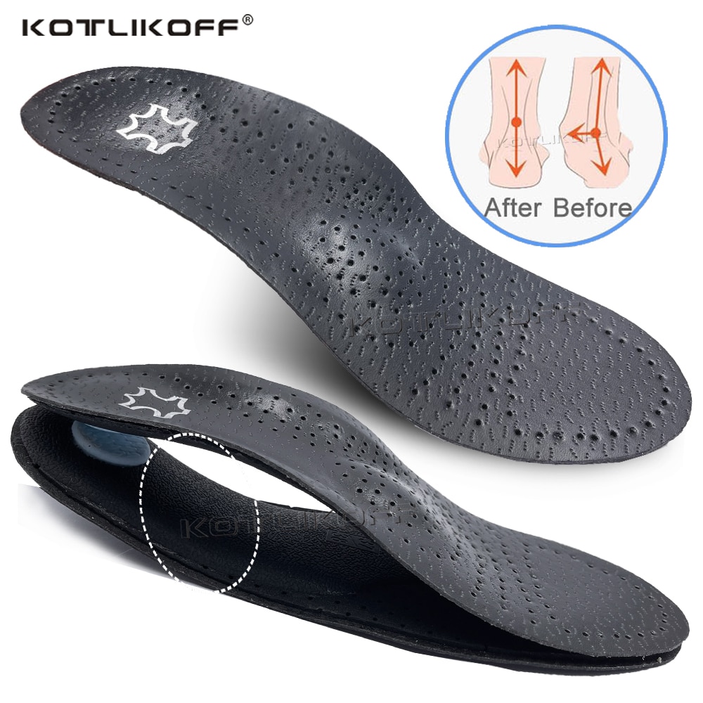 Leather Orthotics Insole For Shoes Sole Flat Foot Arch Support Varus Valgus O/X Leg Orthopedic Full/Half Shoe Pads Unisex