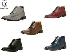 LibertyZeno Men's Genuine Leather Ankle High Top Lizard Print Dress Shoe L-900
