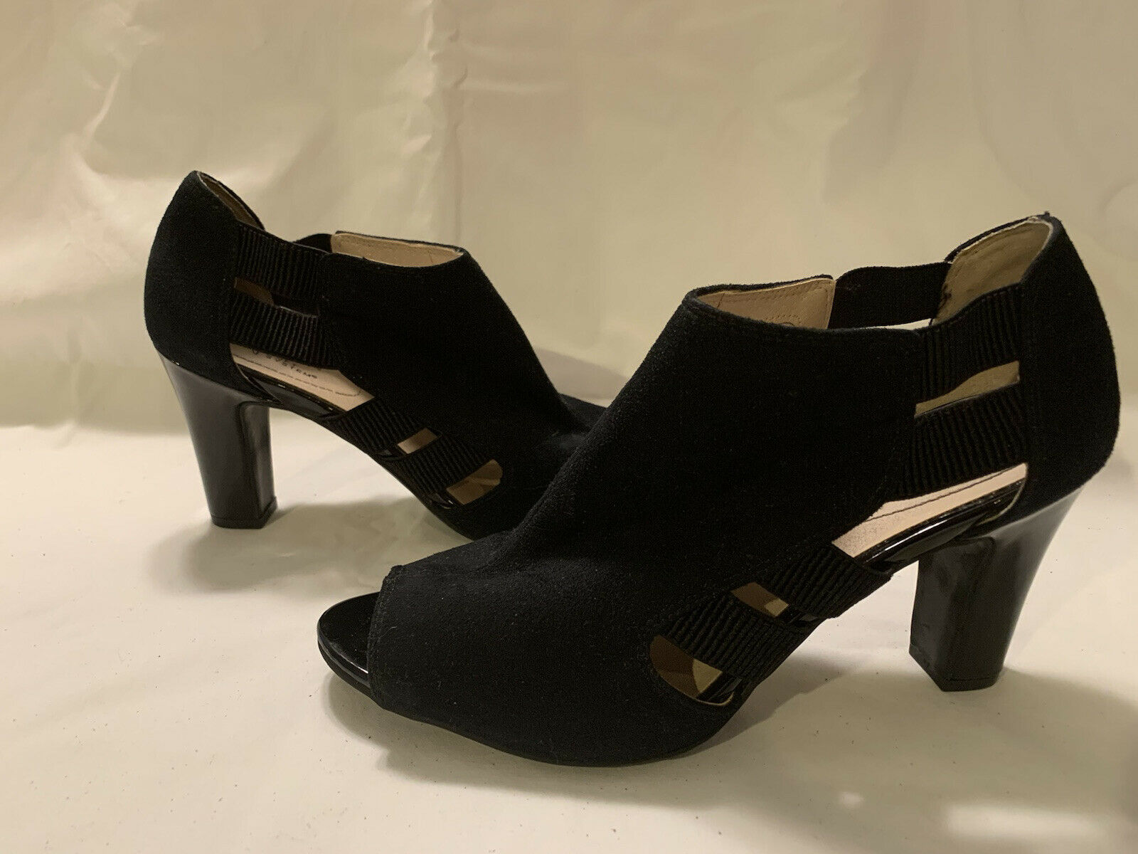 Life Stride Black Open Toe Dress Shoes Soft System Heels 8.5 NEW NO BOX
