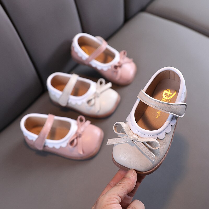 Little Girls Shoes Nice Square toe Kids Dress Shoes Girls Princess Wedding Party Shoes Children Footwear with Bow tie E11251