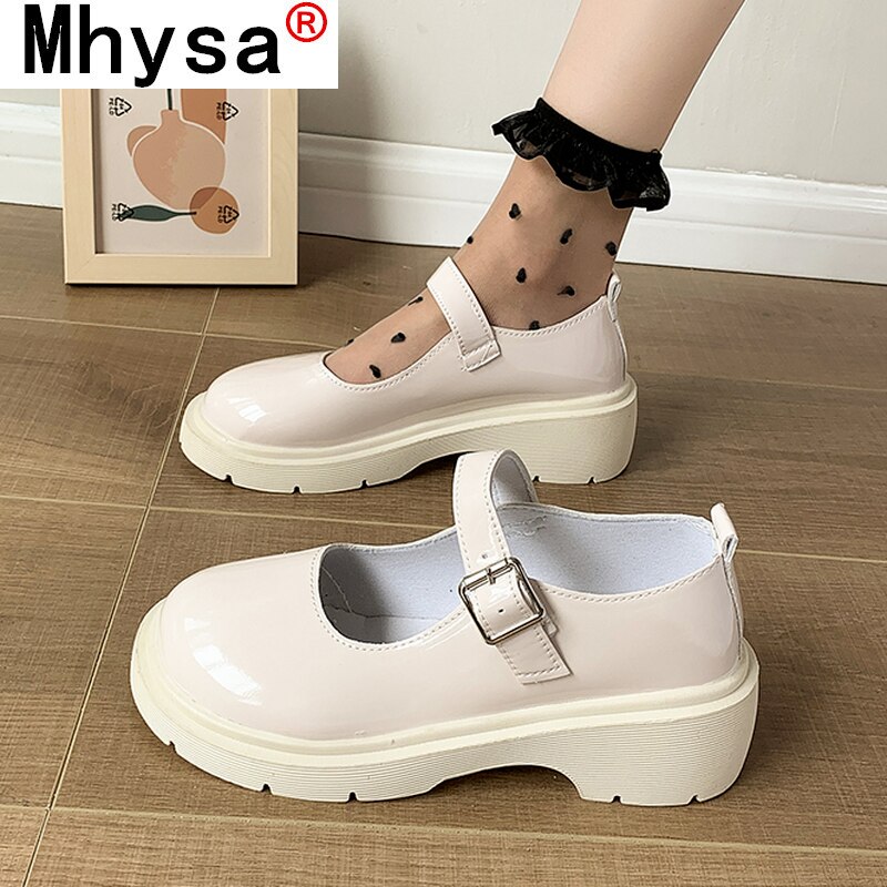 Lolita Shoes Buckle Strap Round Toe Autumn Outdoor Casual Women Shoes Student Party Shoes Mary Jane Shoes Zapatos De Mujer