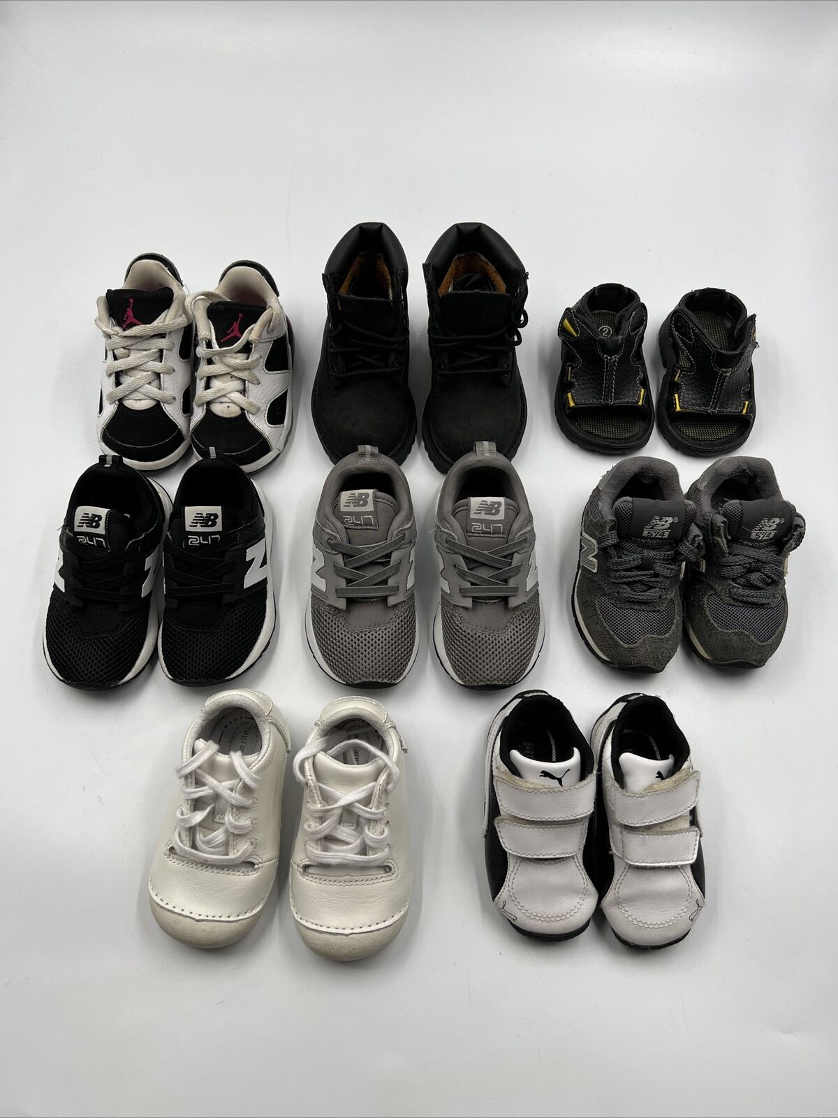 Lot Of Baby Boy Infant Shoes 8 Pairs In Total Jordan’s Timberlands New Balance