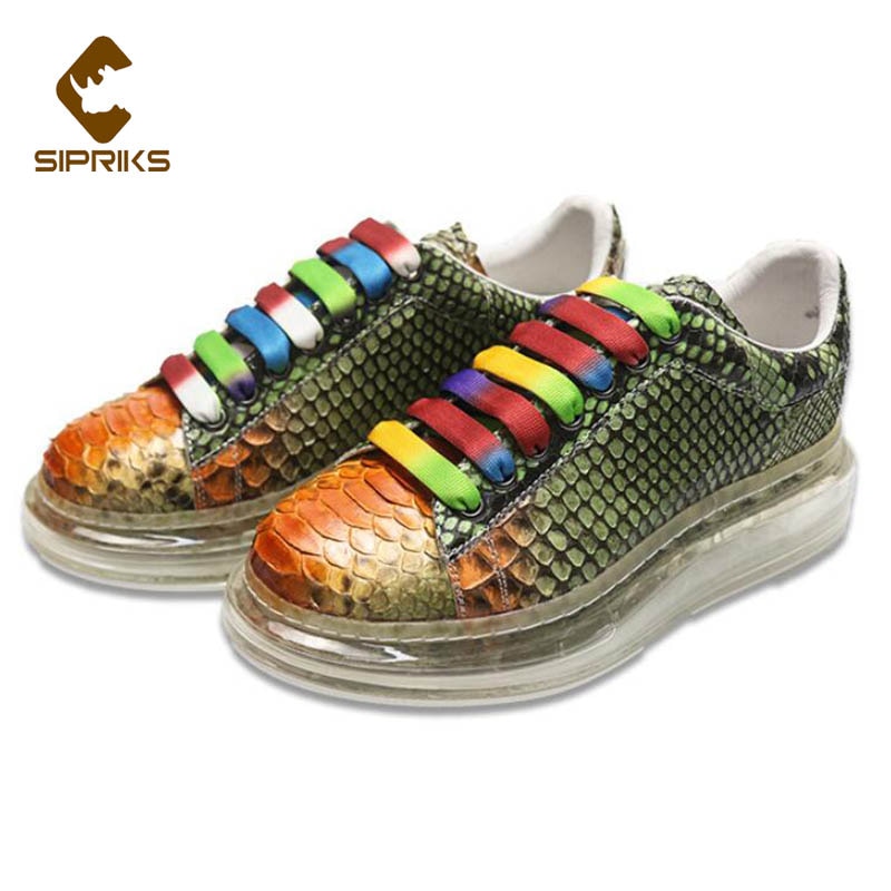 Luxury Brand Real Snakeskin Air Shoes Unisex Love Shoes Men's Boy Sport Sneakers Unique Python Skin Casual Shoes Male Flats 43