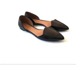 Madewell Shoes | Madewell Dorsay Suede Leather Pointed Toe Flats | Color: Black/Brown | Size: 8