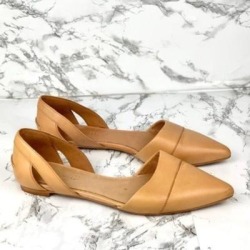 Madewell Shoes | Madewell Leather Pointed Toe Flats | Color: Tan | Size: 8