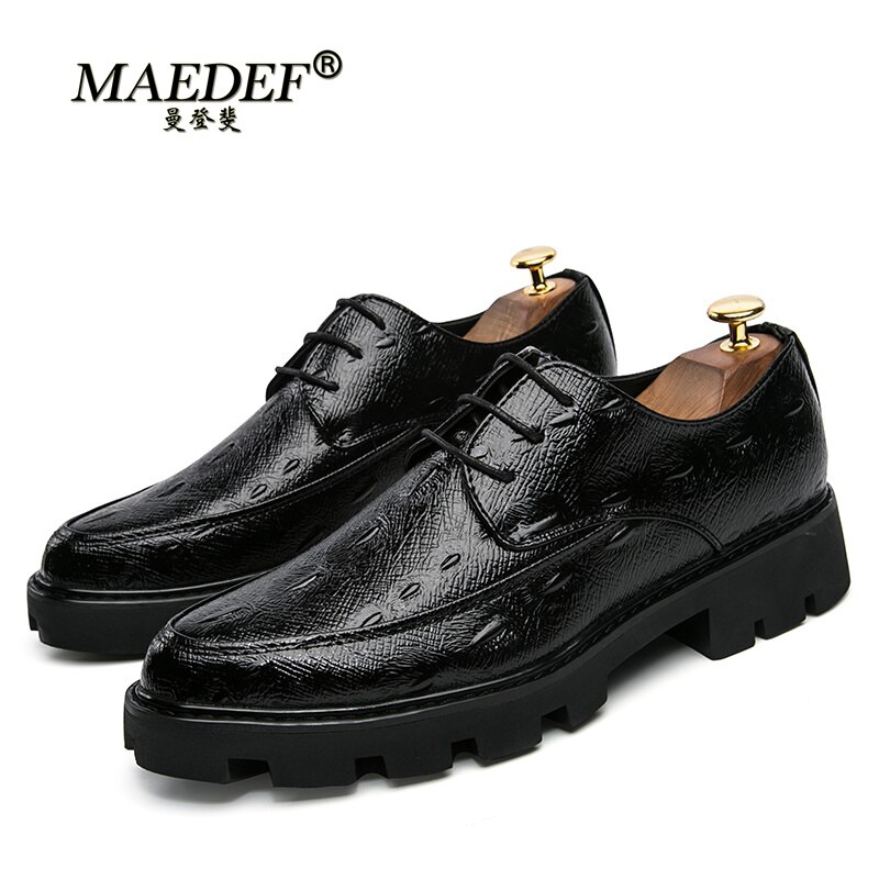 MAEDEF Men's Fashion Leather Shoes Classic British Style Thick-soled Casual Dress Shoes Office Formal Wear Men Gentlemen Shoes