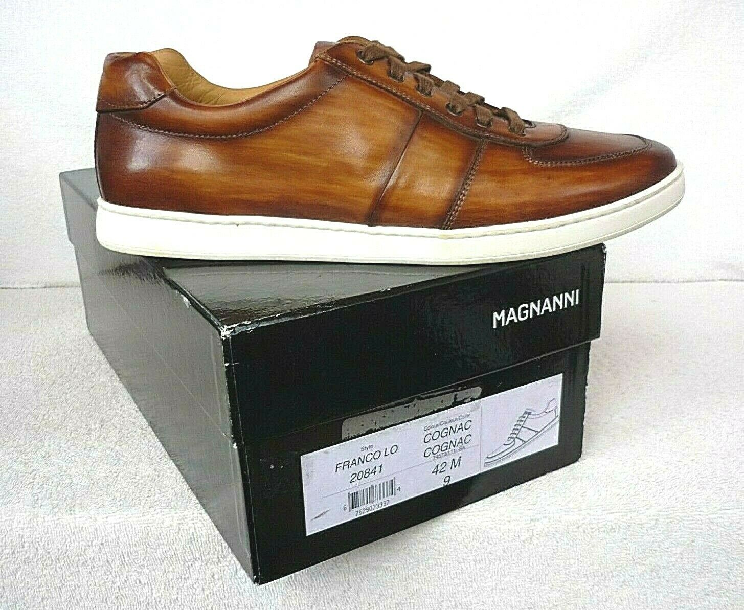 Magnanni Franco Lo Men's Sz 9 Cognac Brown Leather Sneakers Casual Shoes $395