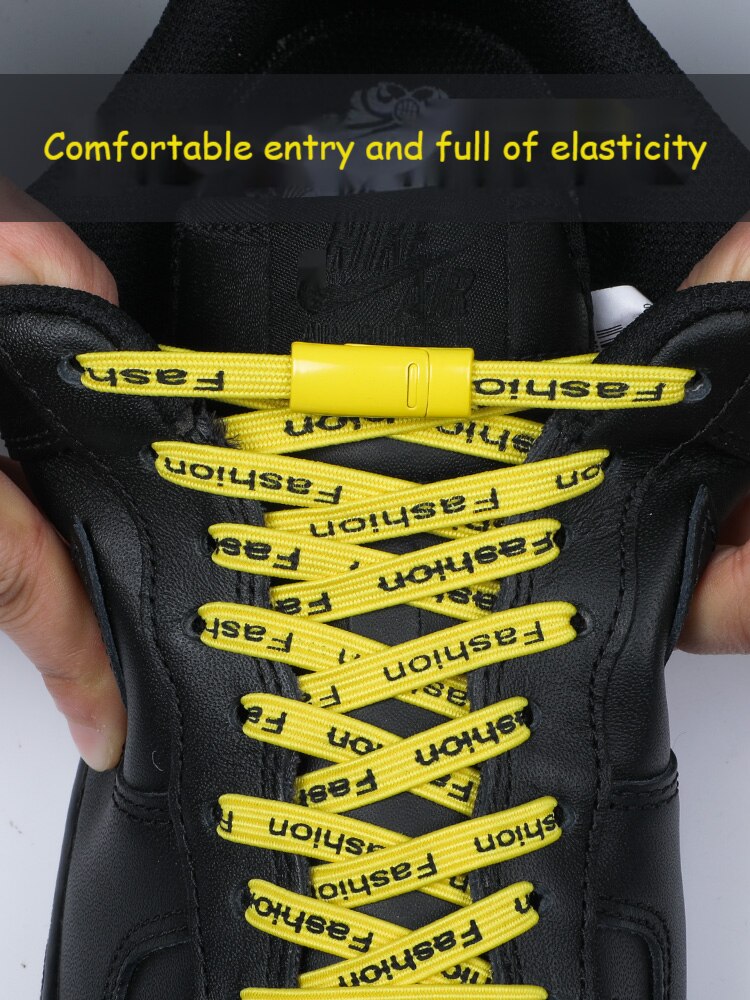 Magnetic Shoelaces Elastic No tie Shoe laces for Sneakers 2021 Fashion Letter Lazy Shoelace Lock One Size Fits All Kids & Adult