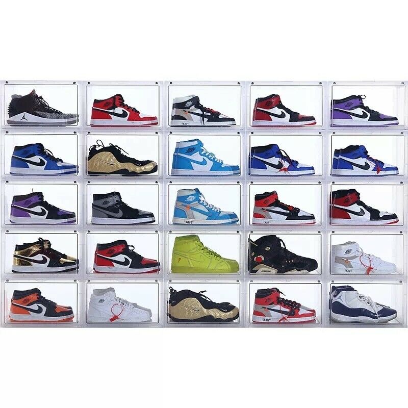 Magnetic Stackable Sneaker Display Storage Shoe Box Container For 48 yards Shoe
