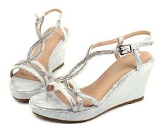 MARIVE-5 Blink Wedges Prom 3.2" inch High Heel 1" Platform Women Shoes Silver