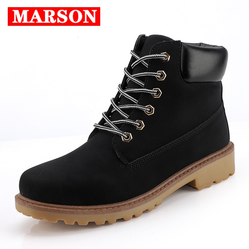 MARSON Men's Casual Martion Boots Popular Shoes High Top Youth Style Men Shoe Rubber Sole Hiking Footwear Male Outdoor Plus Size