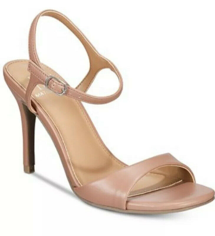 Material Girl Women's Shoes 9.5 Tan Beige Sandals Briana High Heel Ankle Strap