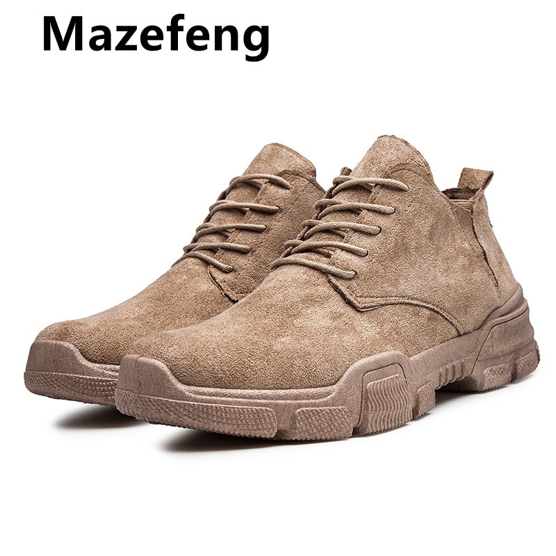 Mazefeng Men Casual Boots 2020 Spring Autumn Comfy Lace-up Leather Men's Boots Men Fashion Sneakers Shoes Man Lace-up Men Boots
