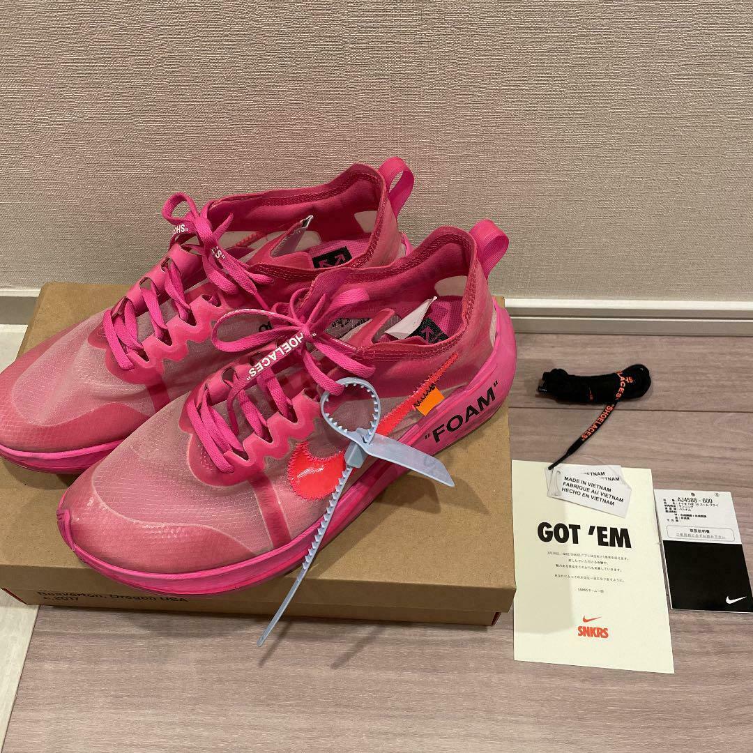 Men 9.5Us Nike Off White The 10 Zoom Fly Sp Collaboration Shoes pink