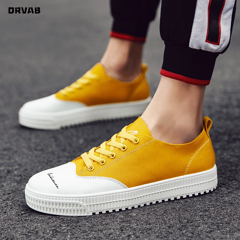 Men Casual Shoes Fashion Black Yellow Blue Canvas Shoes Youth Male Low-top Sneakers Breathable Summer Mens Loafers