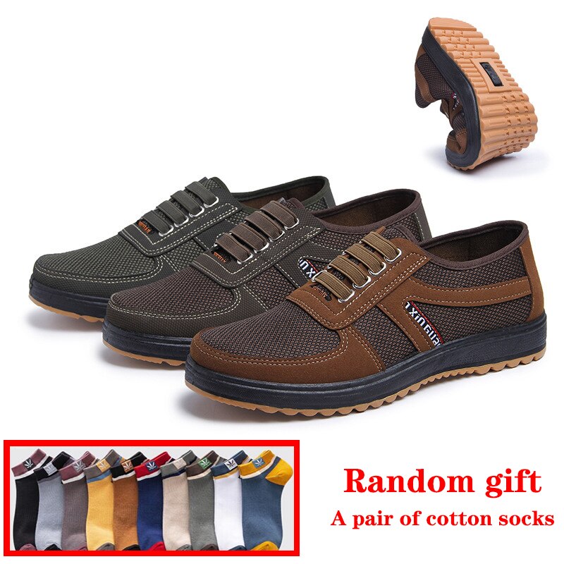 Men Cloth Shoes, Breathable Casual Shoes, Men's Tendon Bottom, Father Sneakers, Middle-aged and Elderly Daily Walking Shoe