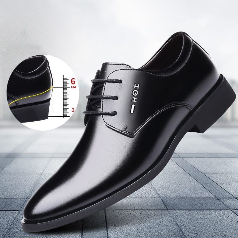 Men Dress Shoes 6CM Increasing Height New Breathable Men's Soft Oxfords Pad Insert Taller Footwear Formal Suits