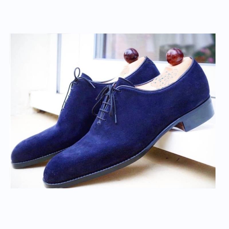 Men Fashion Autumn Winter Pointed Low Heel Suede Navy Christmas Lace Up Classic Comfortable Casual Dress Derby Shoes HM163