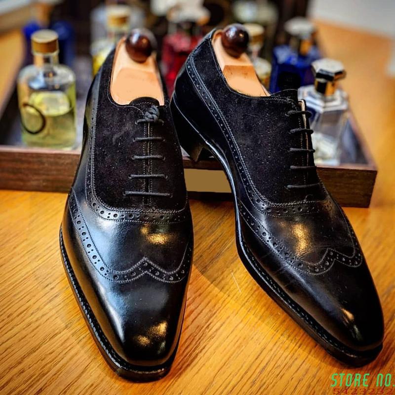 Men Leather Shoes Lace Up Casual Shoes Dress Shoes Brogue Shoes Spring Ankle Boots Vintage Classic Male Casual HC440