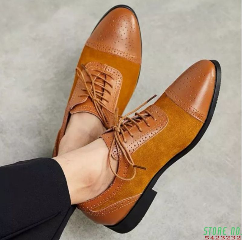 Men Mixed Color Design Casual Shoes PU Leather Work Shoes Large Size 38-48 Lace Up Business Dress Shoes British Style 8KH430