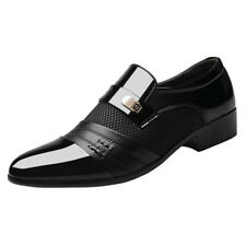 Men Slip On Formal Shoes Business Pointed Toe Patent Leather Mesh Oxfords Shoes
