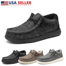 Men Winter Warm Slip-on Loafers Faux Fur Lined Stretch Casual Shoes Lightweight