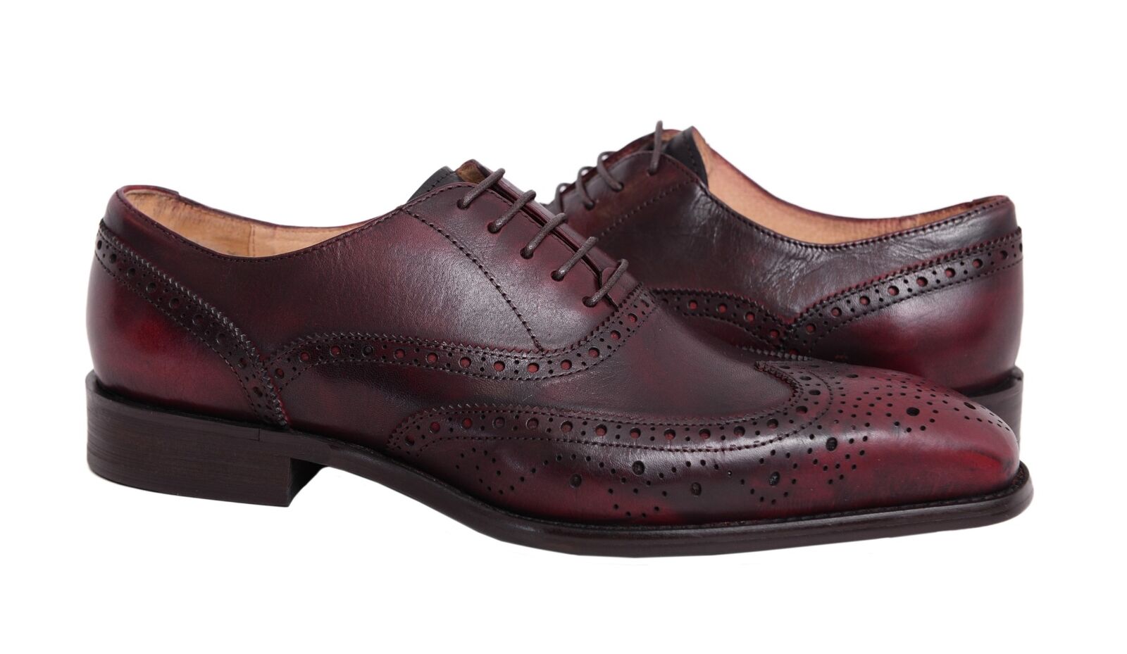 Mens 12 Mens Carrucci Burgundy Oxblood Wingtip Oxford Leather Dress Shoes