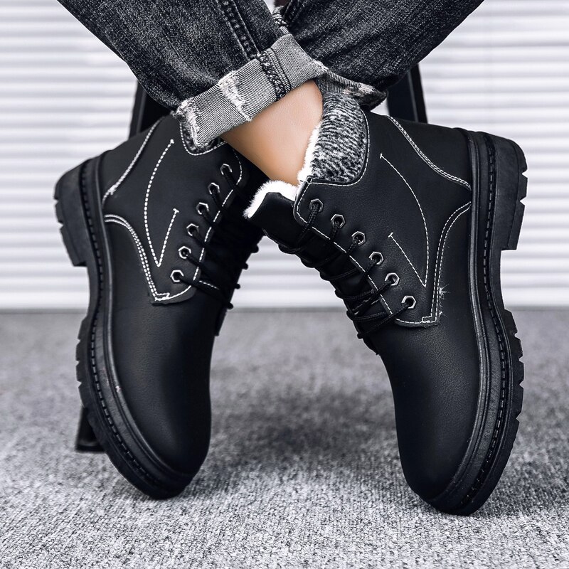 Men's Casual Martion Boots Popular Shoes High Top Youth Style Men Shoe Rubber Sole Hiking Footwear Male Outdoor Plus Size