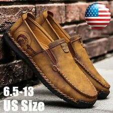 Men's Causal Leather Loafers Walking Working Moccasins Driving Shoes Vintage
