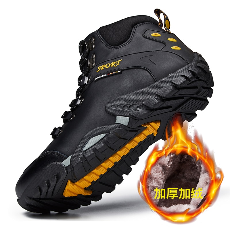 Men's Hiking Boots Genuine Leather Mountain Climbing Sneakers Ankle Trekking Shoes for Men Waterproof Amped Boots Winter Shoes
