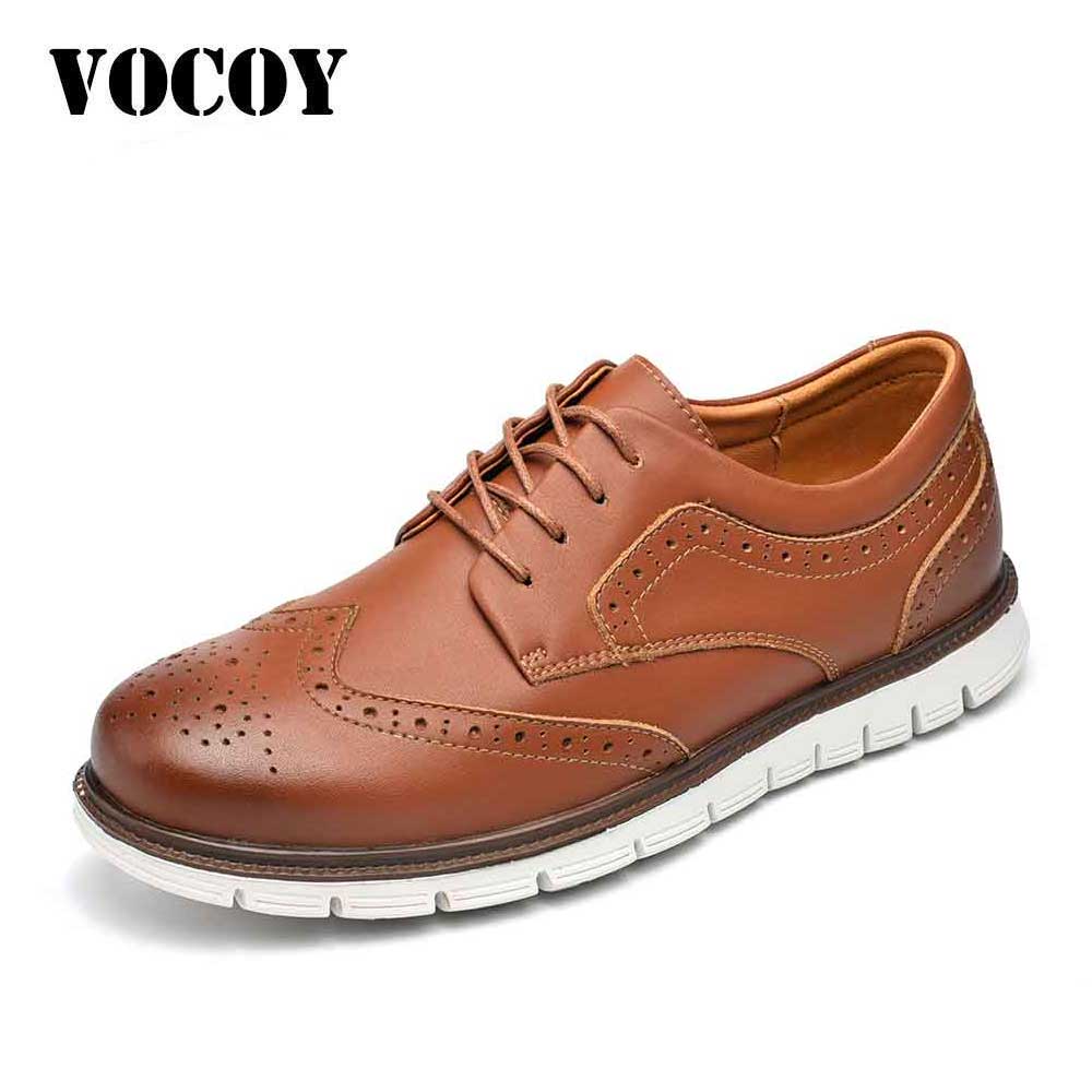 Men's Hybrid Brogue Oxford Leather Lace-Up Wingtip Dress Work Lightweight Sneaker Walk Casual Business Soft Breathable Shoes