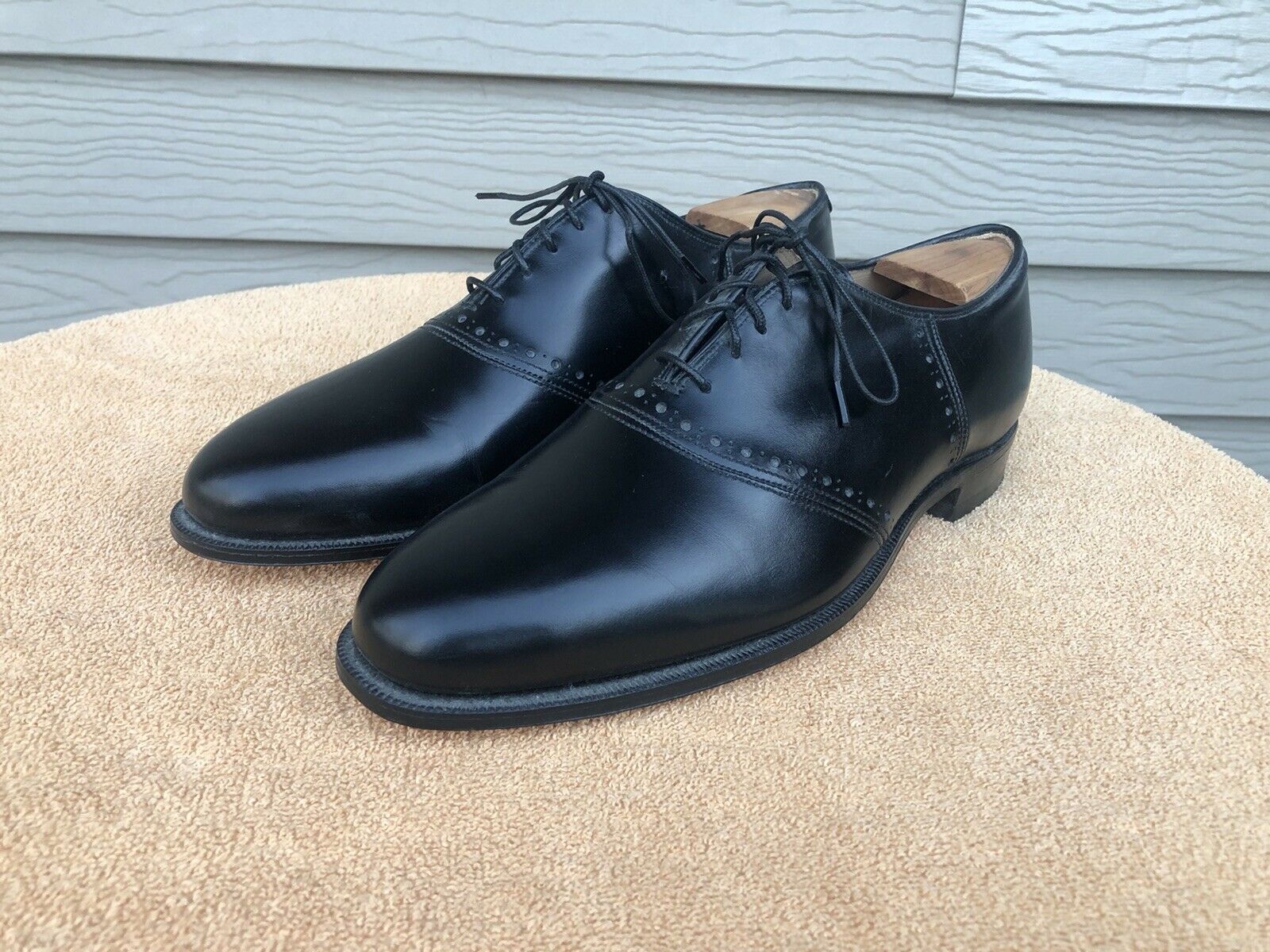 Men’s Johnston & Murphy Aristocraft Black On Black Saddle Dress Shoes NOS 10.5 C