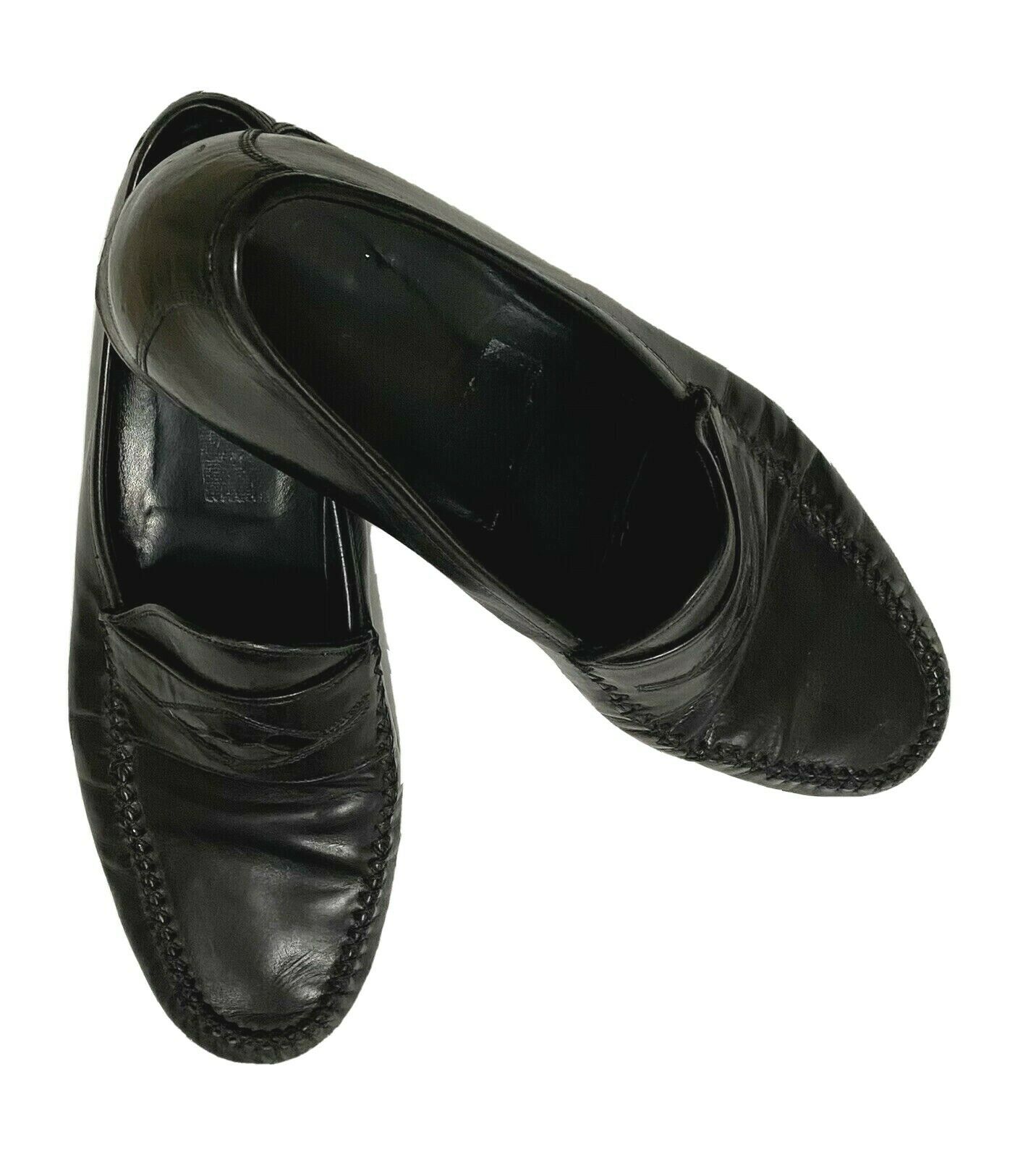 Mens Johnston Murphy Loafers Size 10 Black Shoes Slip on Vintage Holiday Deal