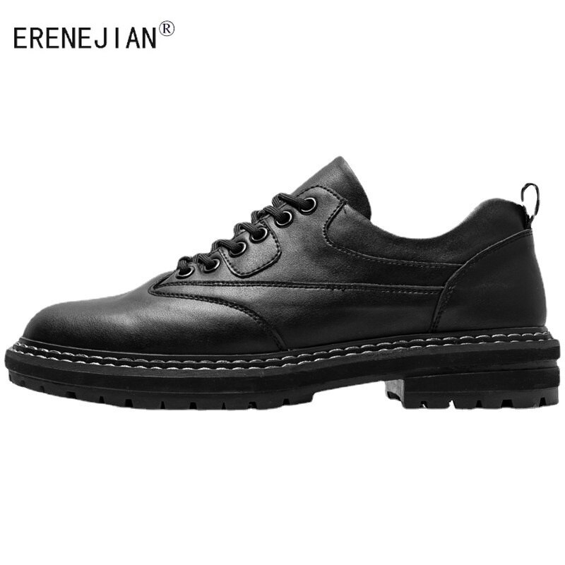 Men's leather casual British business dress shoes Men's youth Korean black breathable small leather shoes