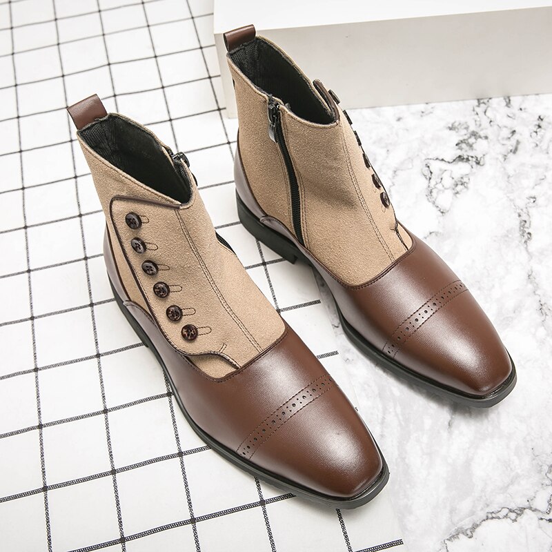 Men's Leather High-Top Shoes British Trend Classic Slip-On Shoes Outdoor Tassel Dress Casual Shoes Moccasin Fashion Men Shoes