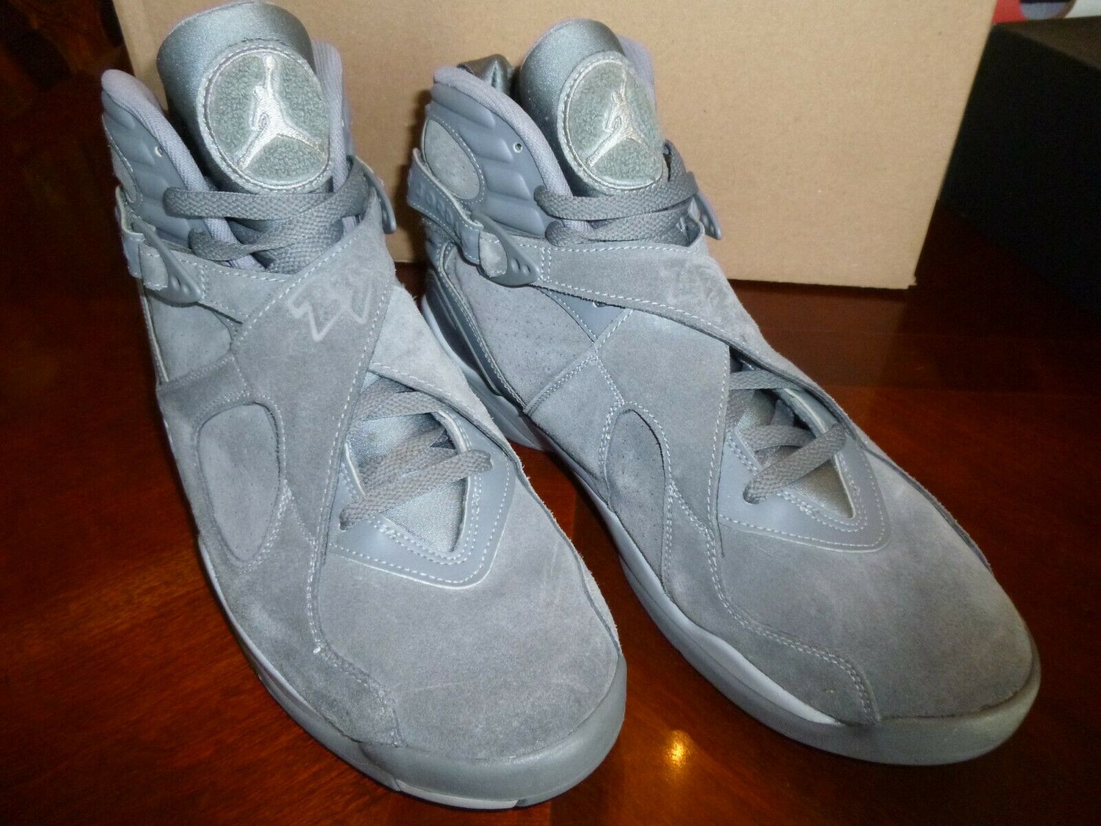 Men's Nike Air Jordan 8 VIII Retro Cool Grey Wolf Grey Shoes High Top Size 13