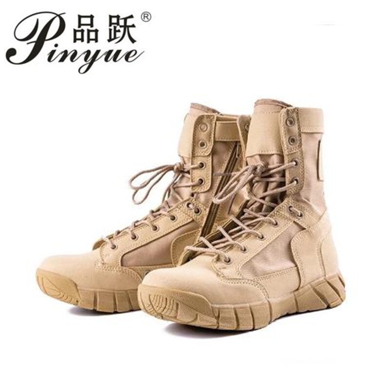 Men's outdoor sports shoes camping hiking shoes military combat tactical boots non-slip wear spring / autumn, side zipper