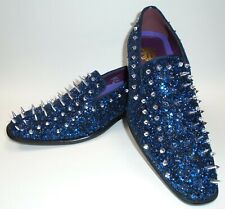 Mens Royal Blue Ultra Spikes Glitter Dress Loafers Shoes After Midnight 6788 S