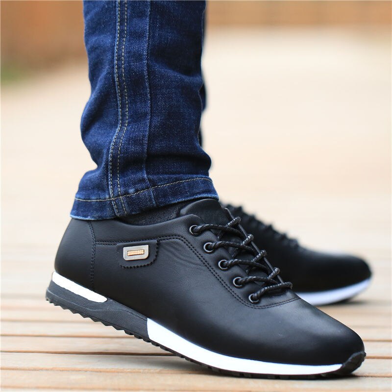 Mens Shoes Leather Sneakers Running Shoes Male Waterproof Walking Sport Shoes Outdoor Trainers Lace Up Comfort Casual Footwear