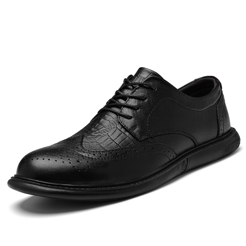 Men's shoes spring, autumn and winter new trendy shoes, formal crocodile grain leather shoes, versatile men's casual shoes