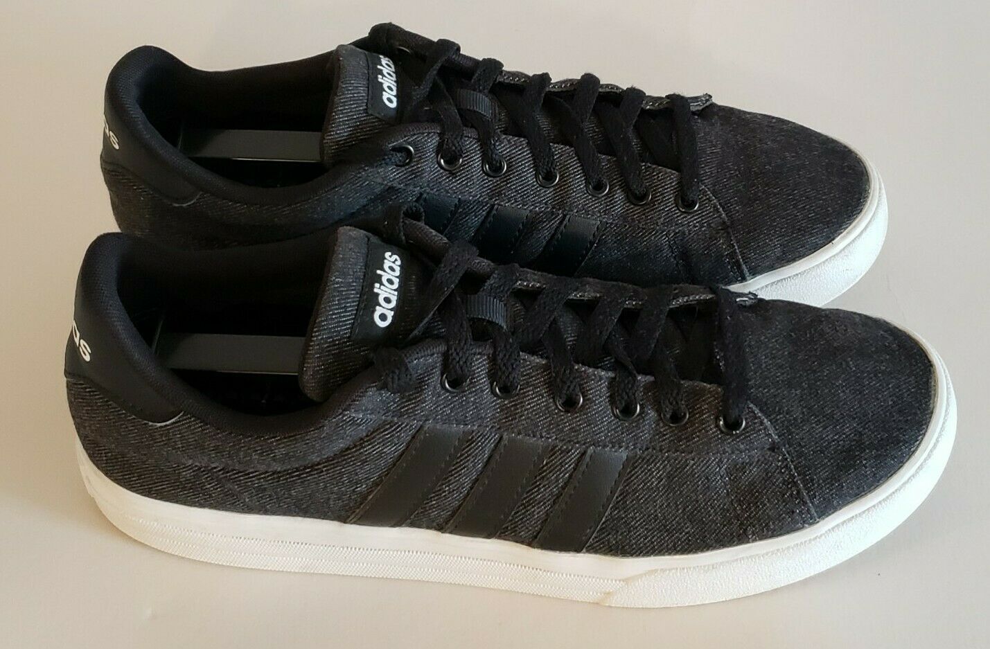 Mens Size 10.5 Adidas Daily 2.0 Black Denim Shoes (DB0284)