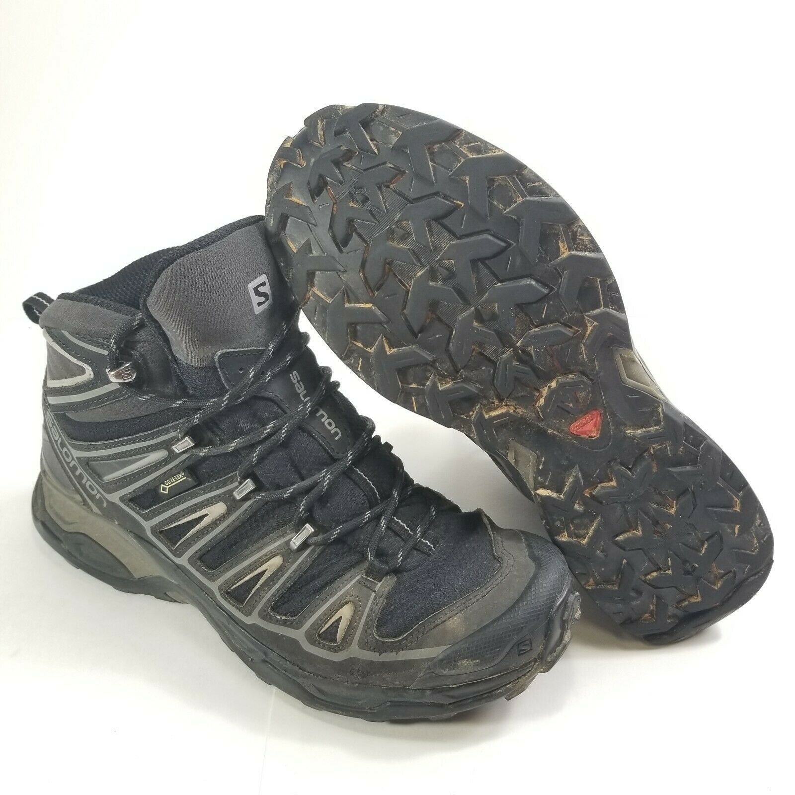 Men's Size 9 Salomon X Ultra 3 MID GTX Gore-Tex Black Gray Hiking Boots