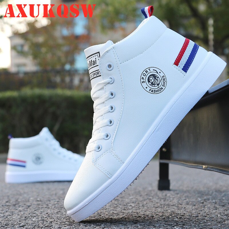 Men's Skateboarding Shoes High Top Sneakers Breathable White Sports Shoes Students Shoes Street Walking Shoes Chaussure Homme