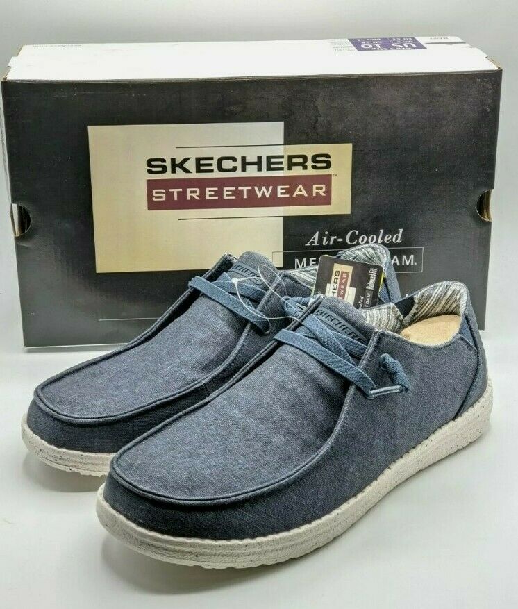 Men's Skechers MELSON CHAD Navy Slip-On Laced Casual Beach Moc (No Box) Size 12