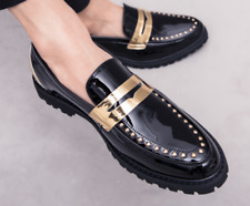 Mens Slip on Pointy Toe Shiny Rivet Nightclub Youth Casual Fashion Leather Shoes