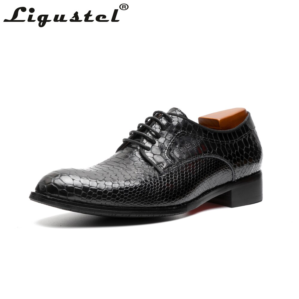 Men's Snakeskin Leather Dress Shoes Red Bottom Non-slip Lace-up Business Formal Dress Wedding Shoes Pointed Toe Plus Size 47