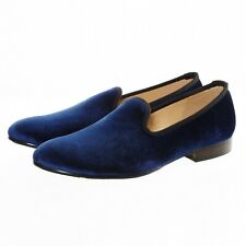 Men's Velvet Dress Shoes Slip-On Loafers Smoking Slippers Flats Black Blue New