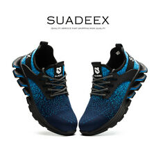 Mens Work Boots Sneaker Walking Waterproof Steel Toe Safety Shoes Hiking Blue US