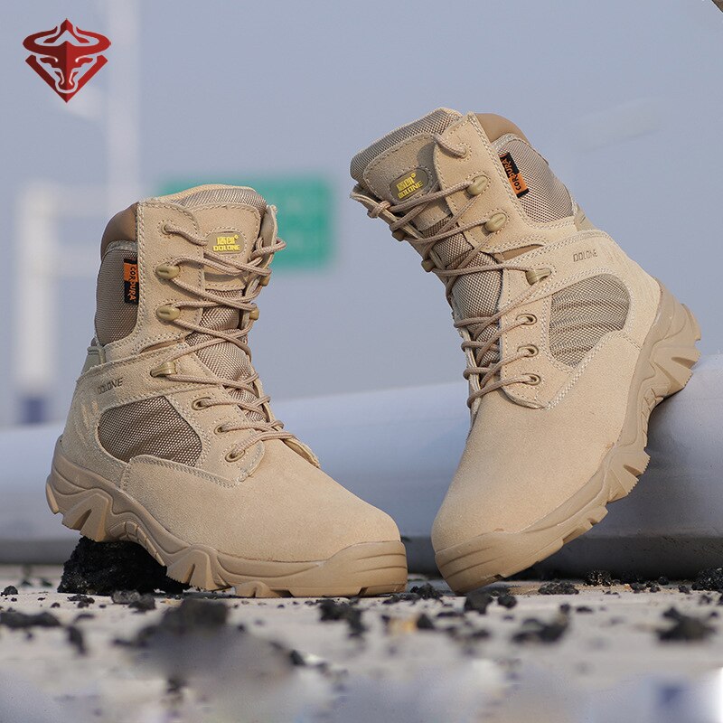 Men's Work Shoes Genuine Leather Waterproof Lace Up Tactical Boot Fashion Motorcycle Men boots for men free shipping